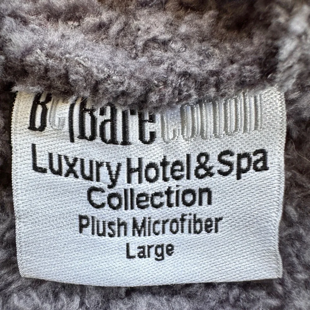 Bare Cotton Plush Microfiber Hooded Robe Kids L Gray Luxury Hotel Spa Excellent‎